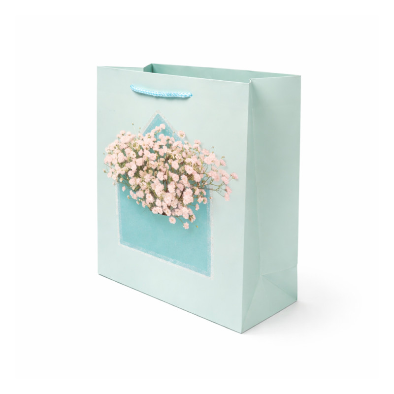 Matte Floral Themed Paper Gift Bag - 32cm