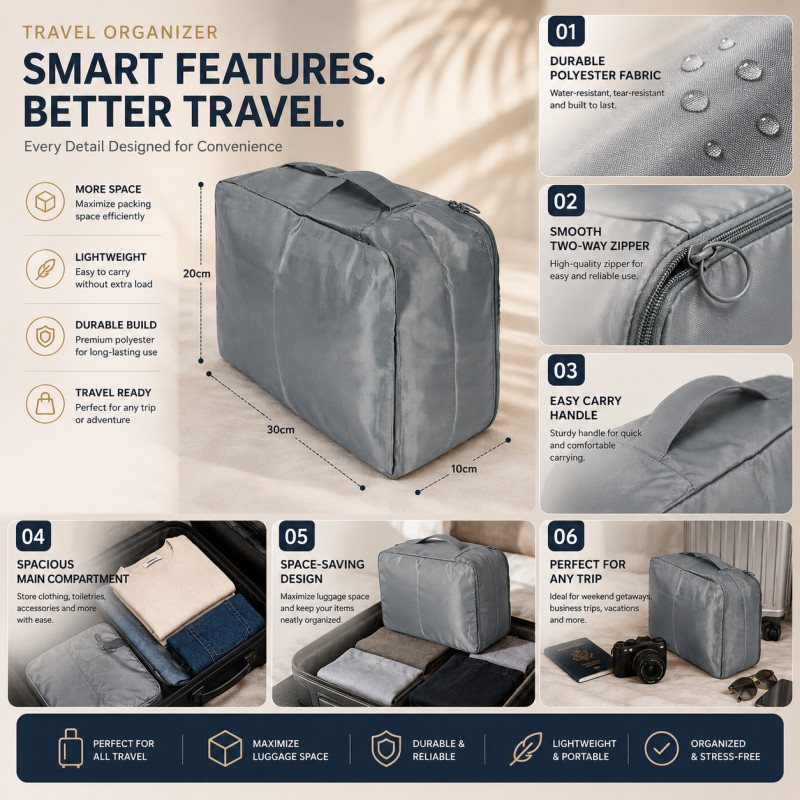 Pewter Touch Storage Box Designed for Home Organization &amp; Storage – Grey (H-20, W-30, L-10 CM)