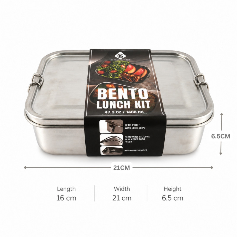 Sturdy Pick Lunch Box Designed for Meal Prep &amp; On-the-Go Dining – Stainless Steel (H-6.5, W-21, L-16 CM)
