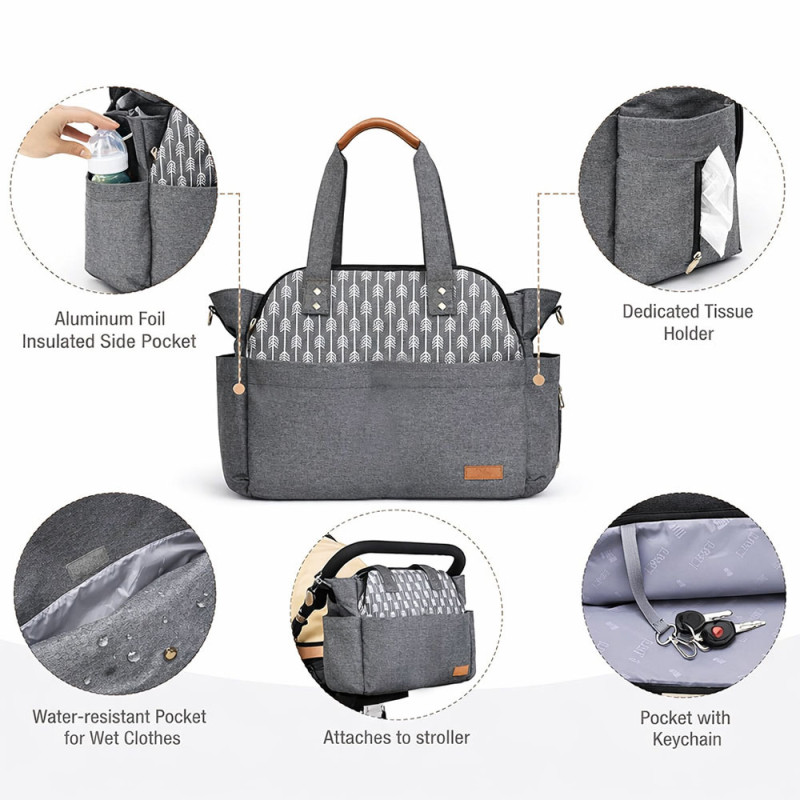 Urban Parent Multi-Functional Diaper Bag – Heather Grey (35cm)
