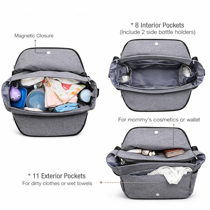 Urban Parent Multi-Functional Diaper Bag – Heather Grey (35cm)