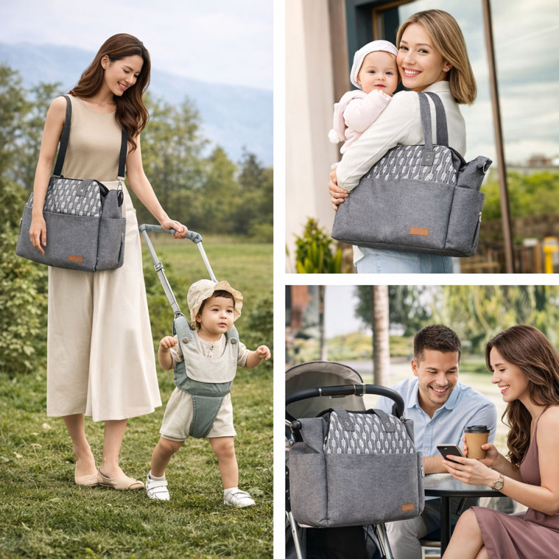 Urban Parent Multi-Functional Diaper Bag – Heather Grey (35cm)