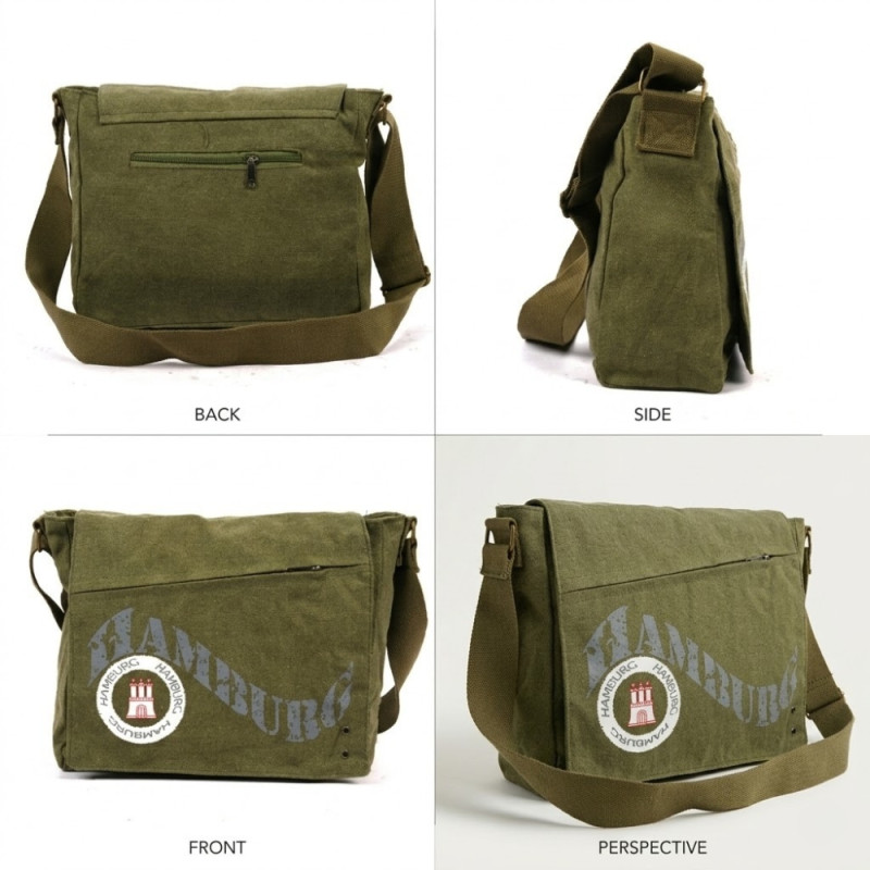 Men’s Heritage Canvas Messenger Bag – Olive Green (32cm)