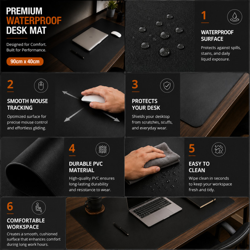 Bold Select Keyboard And Mouse Pad Designed for Efficient Typing & Gaming – Black (H-40, W-80 CM)