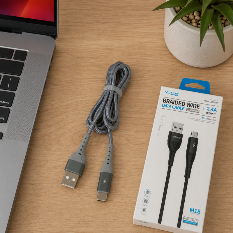 Silver Mist Charging Cable Designed for Seamless Device Connectivity – Grey (L-100 CM)
