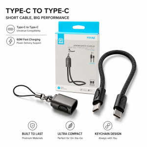 Type C to C 60W Fast Charging Data Cable - 20cm