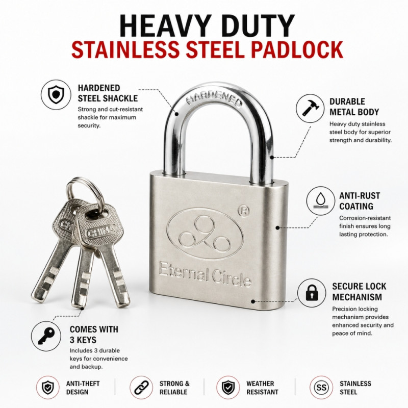 Professional High-Security Hardened Steel Padlock – Anti-Cut Design (8cm)