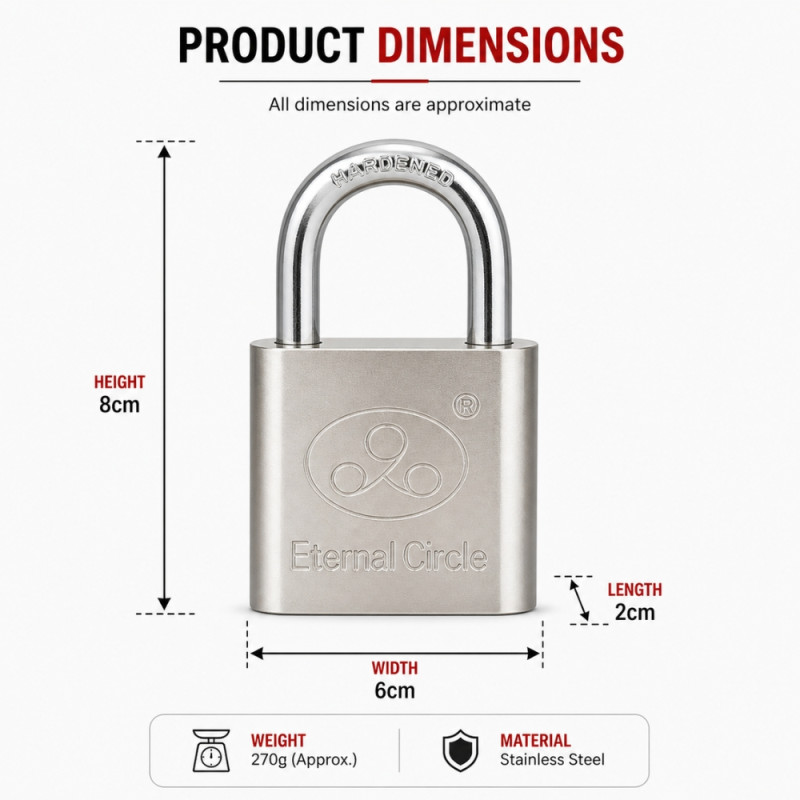 Professional High-Security Hardened Steel Padlock – Anti-Cut Design (8cm)