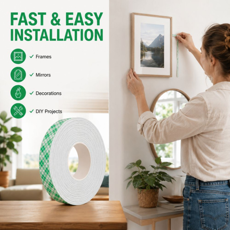 Sage Style Foam Mounting Tape Designed for Sealing &amp; Repair Solutions – Green (W-18 MM, T-1 MM)