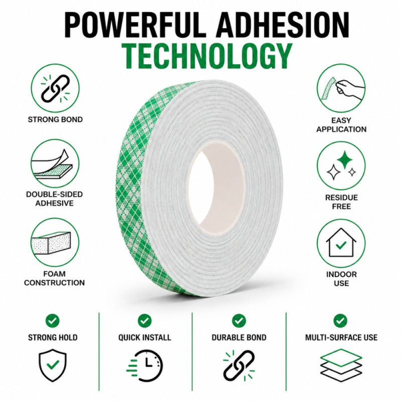 Sage Style Foam Mounting Tape Designed for Sealing &amp; Repair Solutions – Green (W-18 MM, T-1 MM)