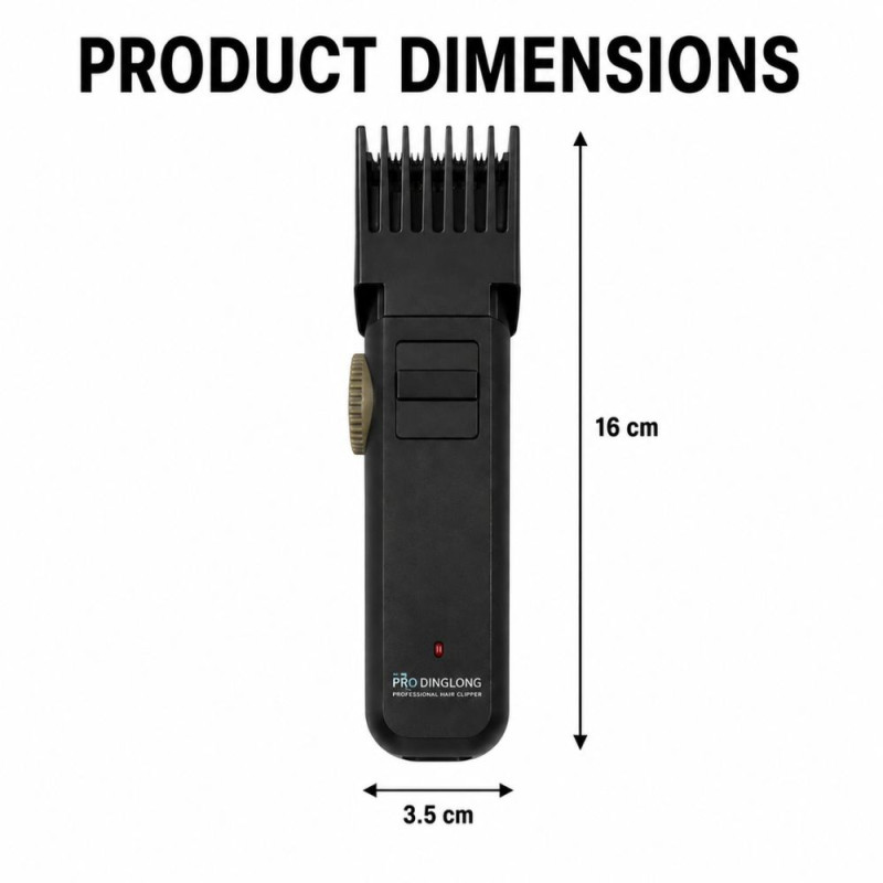 Sleek Shadow Rechargeable Hair Trimmer Designed for Precision Grooming &amp; Style – Black (H-16, W-3.5 CM)