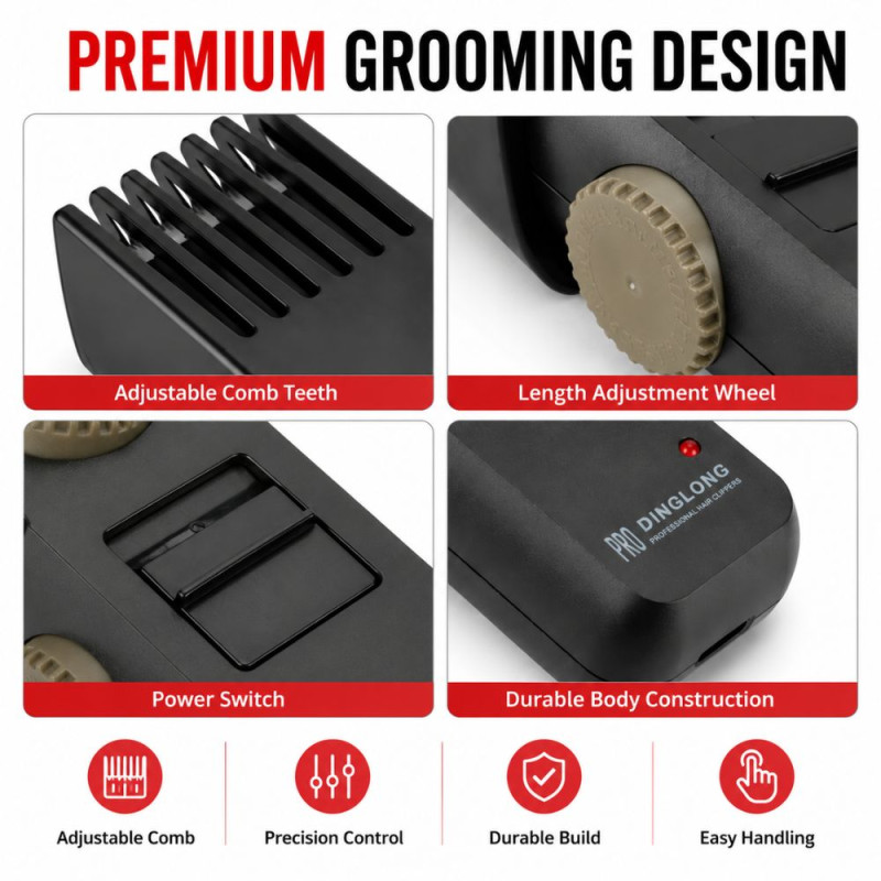 Sleek Shadow Rechargeable Hair Trimmer Designed for Precision Grooming &amp; Style – Black (H-16, W-3.5 CM)