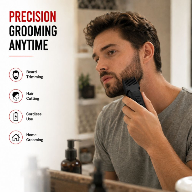 Sleek Shadow Rechargeable Hair Trimmer Designed for Precision Grooming &amp; Style – Black (H-16, W-3.5 CM)