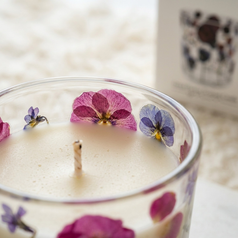 Pressed Flower Candle