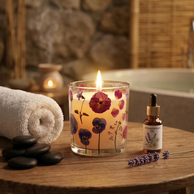 Pressed Flower Candle