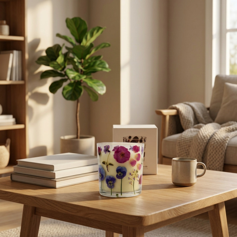 Pressed Flower Candle