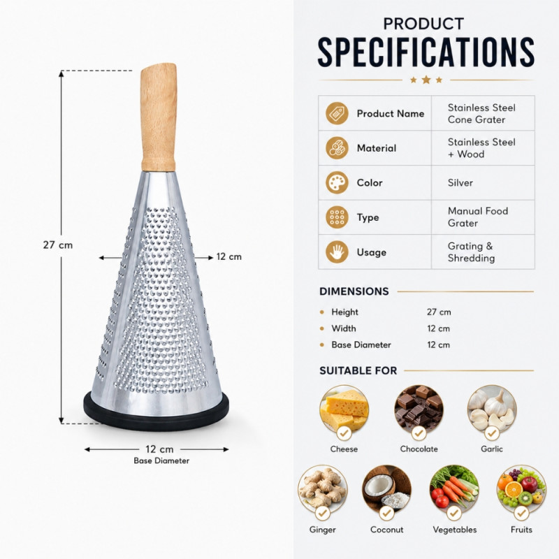 Professional 254M546 Grater – Silver Premium Quality (27x12cm)