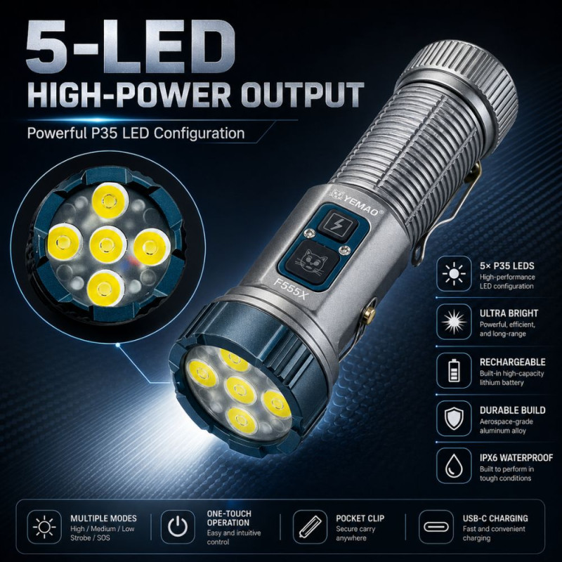 Bright Silver F555X Flashlight