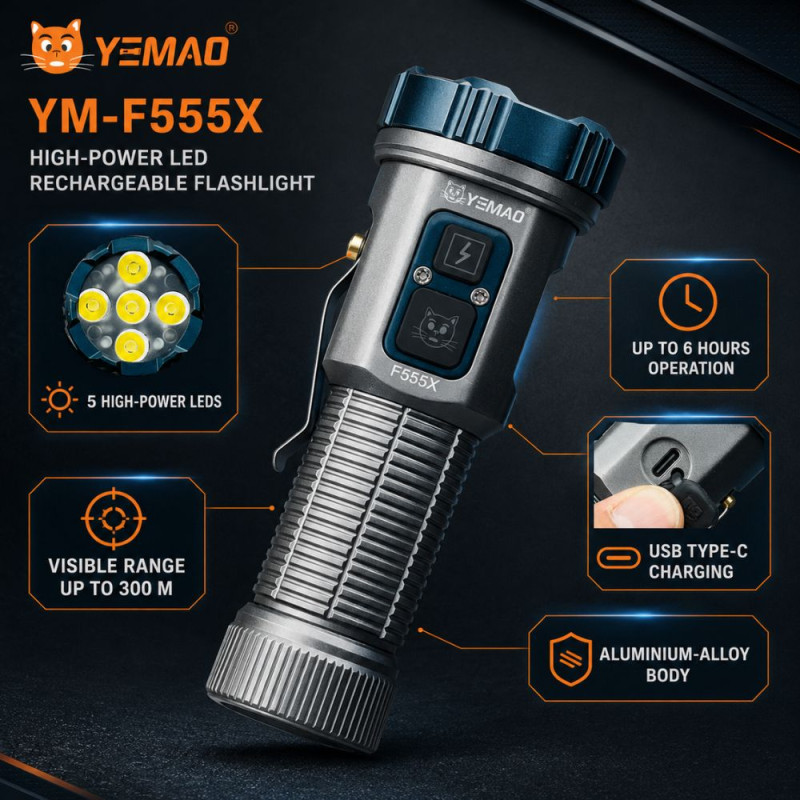 Bright Silver F555X Flashlight