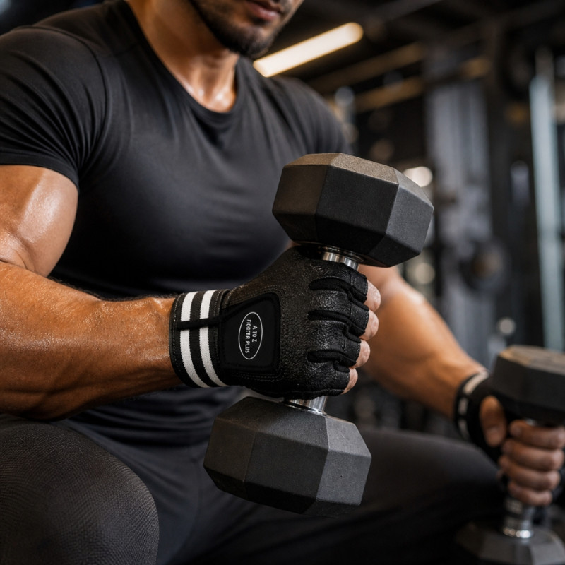 Professional Half-Finger Gym &amp; Weightlifting Gloves – Black (16x11cm)
