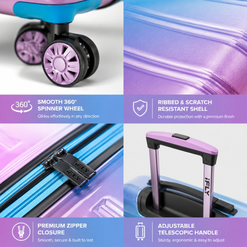 iFly Polypropylene (PP) Trolley 20" – Aqua & Pink