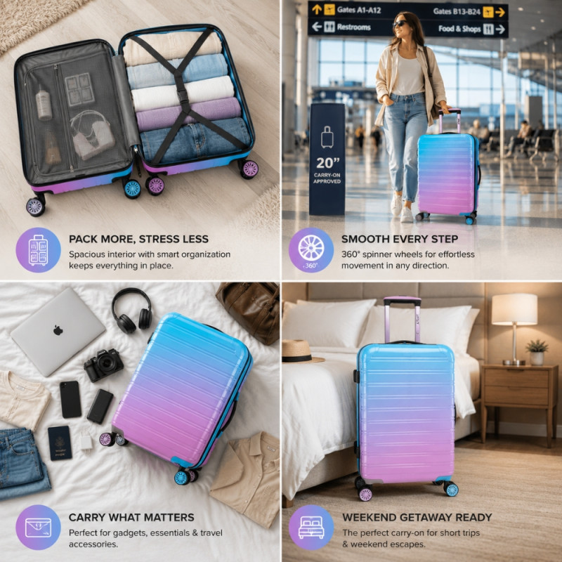 iFly Polypropylene (PP) Trolley 20" – Aqua & Pink