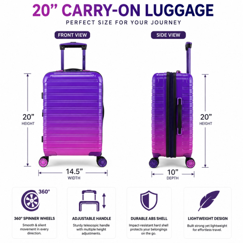 iFly Polypropylene (PP) Trolley 20" – Indigo & Hot Pink