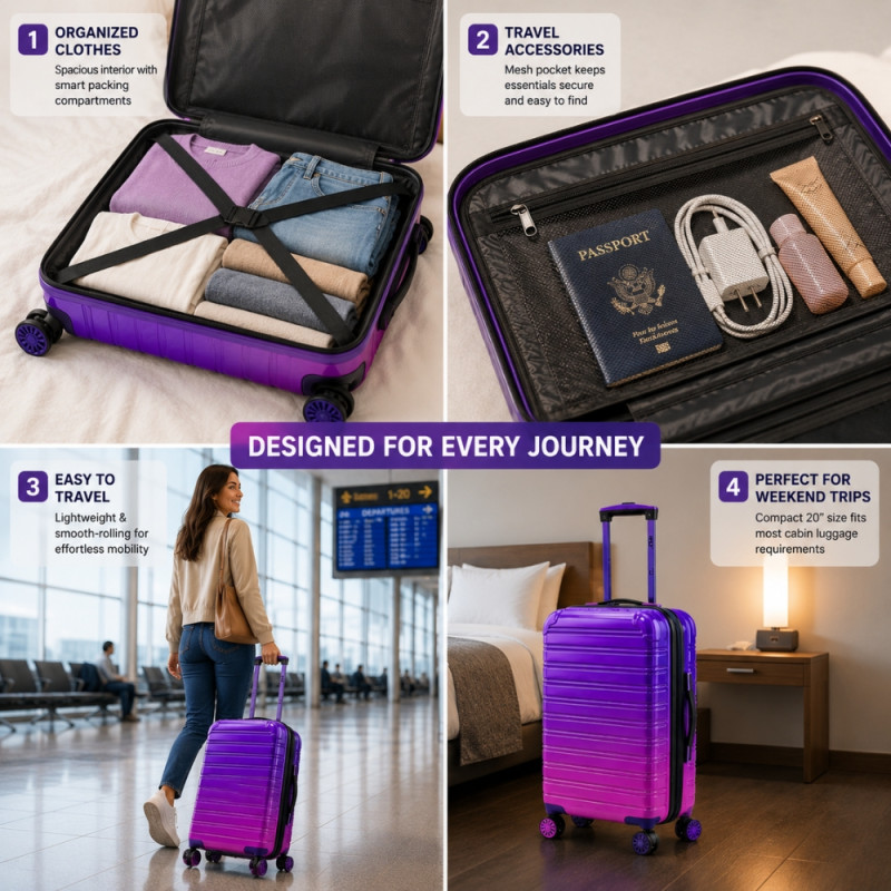 iFly Polypropylene (PP) Trolley 20" – Indigo & Hot Pink