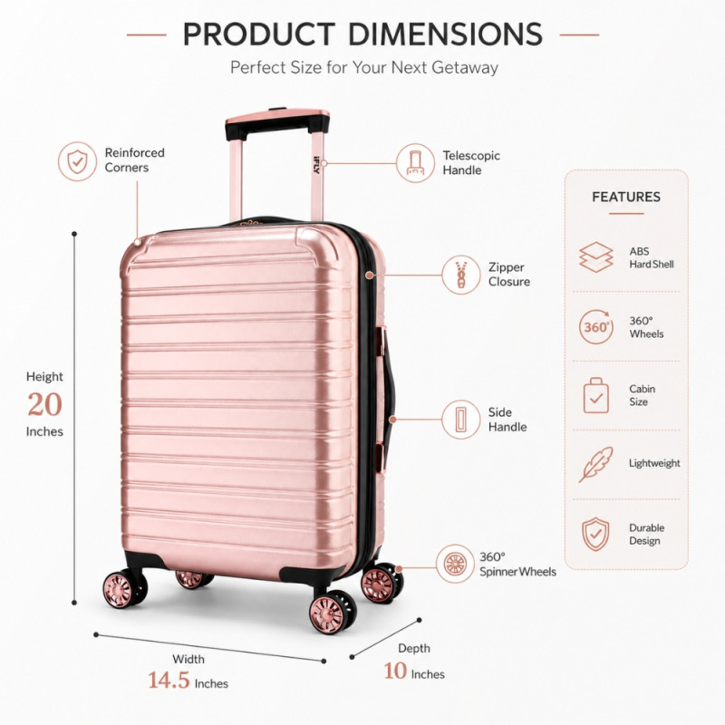iFly Polypropylene (PP) Trolley 20" – Rose Gold