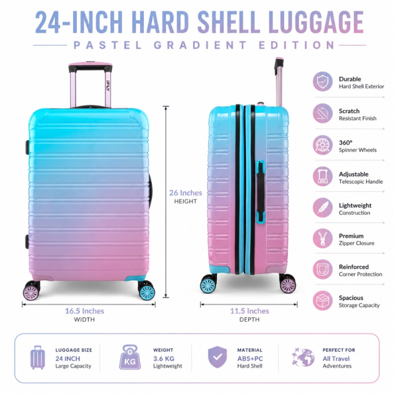 iFly Polypropylene (PP) Trolley 24" – Aqua & Pink