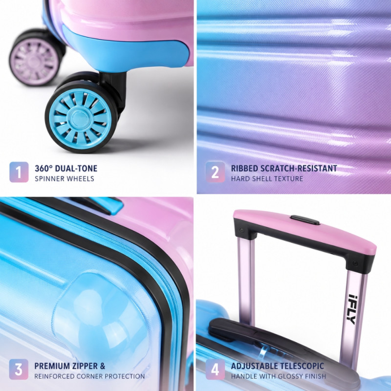 iFly Polypropylene (PP) Trolley 24" – Aqua & Pink