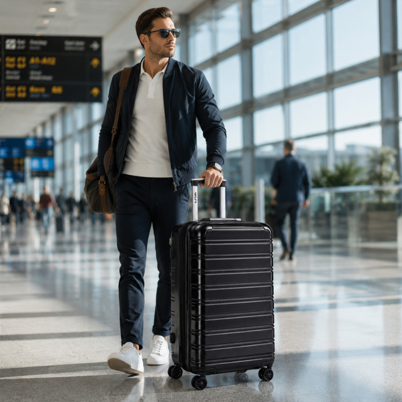 iFLY Spectre Versus Hardside Spinner Trolley – Black (24 x 16.5 x 11.5 inch)