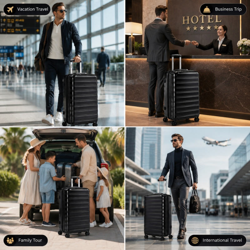 iFLY Spectre Versus Hardside Spinner Trolley – Black (24 x 16.5 x 11.5 inch)