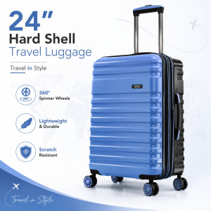iFLY Spectre Versus Hardside Spinner Trolley – Black & Blue (24 x 16.5 x 11.5 inch)