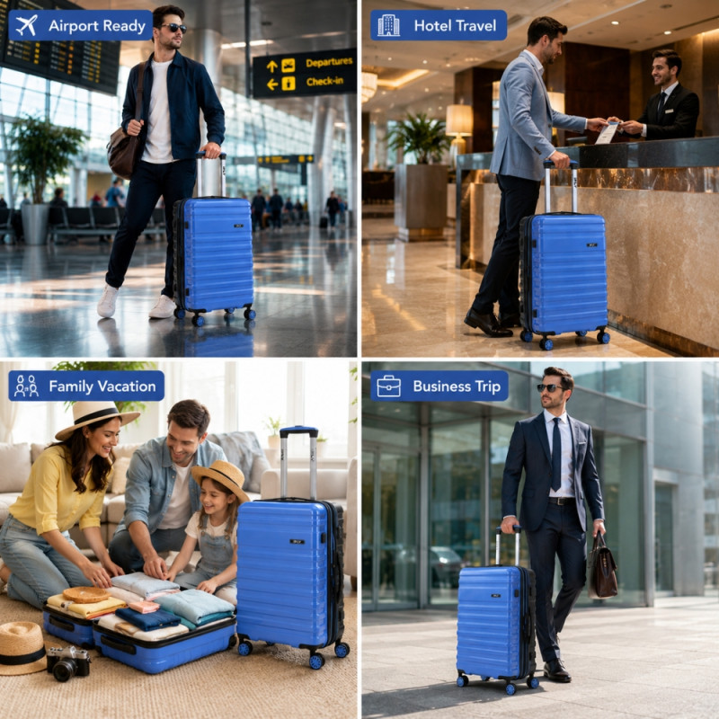 iFLY Spectre Versus Hardside Spinner Trolley – Black & Blue (24 x 16.5 x 11.5 inch)