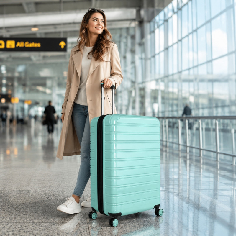 iFLY Spectre Versus Hardside Spinner Trolley – Aqua (28 X 13.5 X 13 Inch)