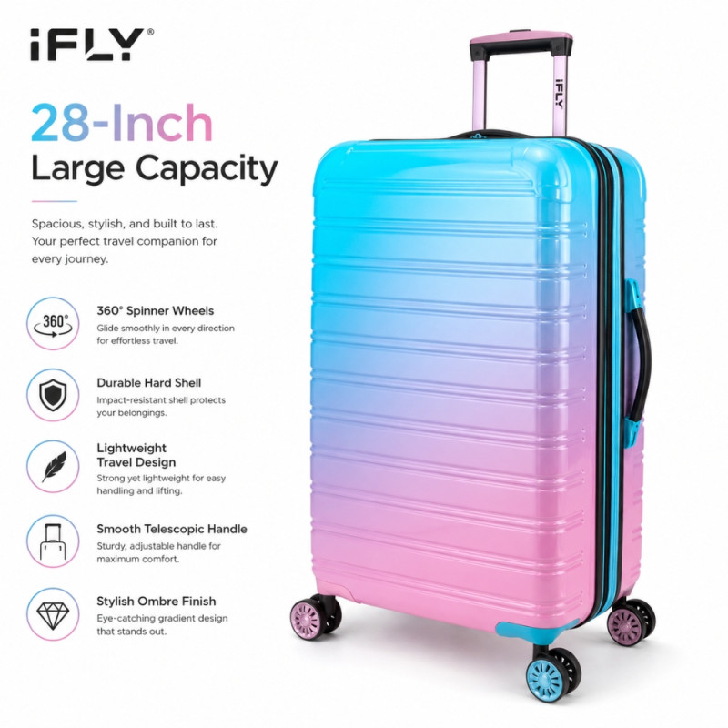 iFLY Spectre Versus Hardside Spinner Trolley – Aqua & Pink (13 Inch)