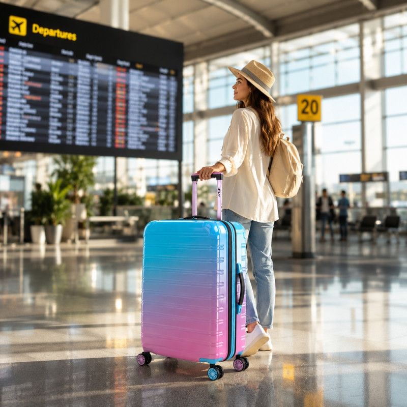 iFLY Spectre Versus Hardside Spinner Trolley – Aqua & Pink (28 X 13.5 X 13 Inch)