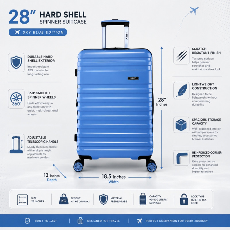 iFly Polypropylene (PP) Trolley 28" – Blue & Black