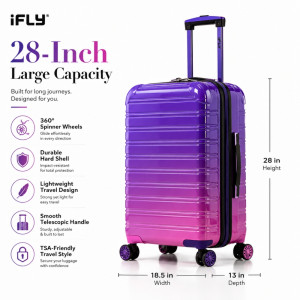iFLY Spectre Versus Hardside Spinner Trolley – Indigo & Hot Pink (28 X 13.5 X 13 Inch)