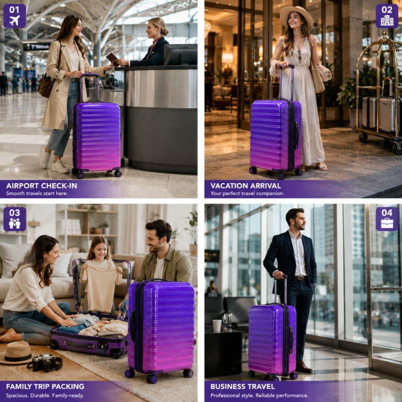 iFLY Spectre Versus Hardside Spinner Trolley – Indigo & Hot Pink (28 X 13.5 X 13 Inch)