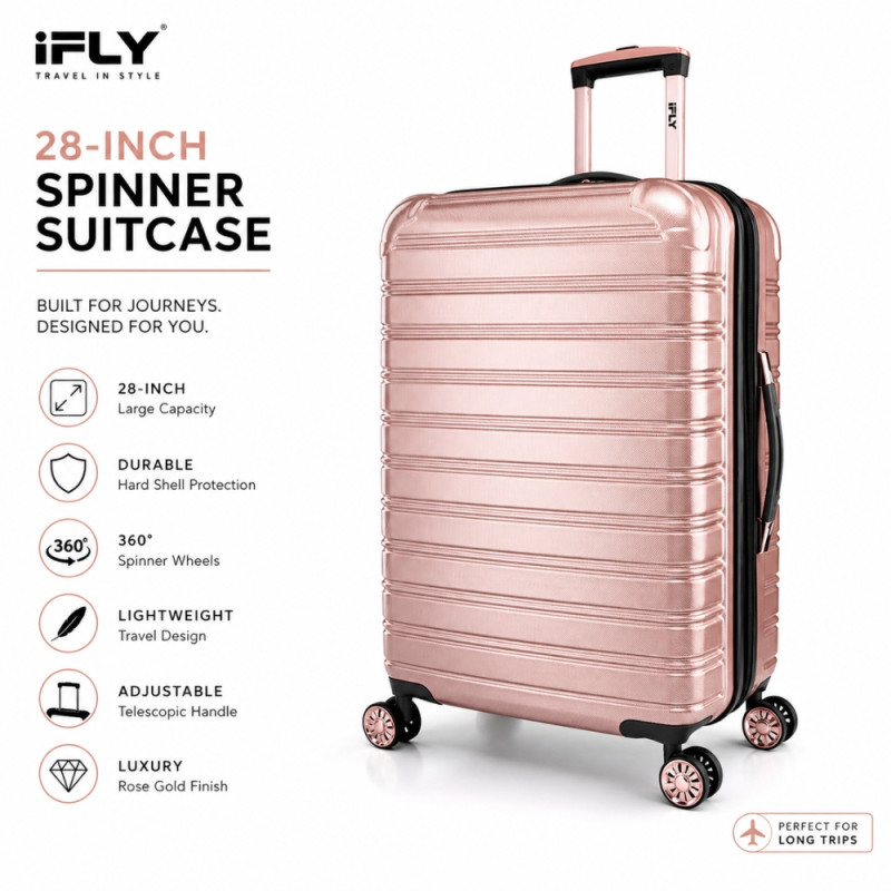 iFLY Spectre Versus Hardside Spinner Trolley – Rose Gold (13 Inch)