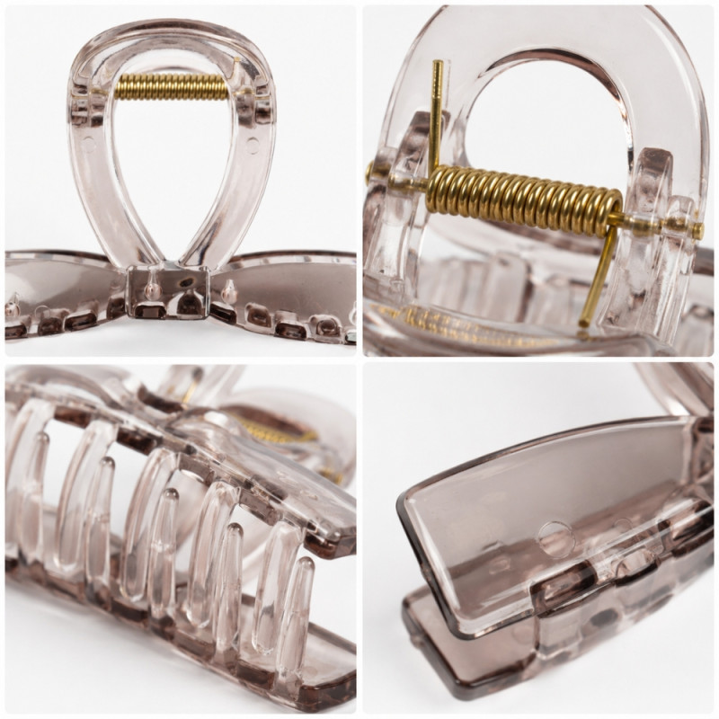 Evocative transparent, bow-shaped acrylic hair claw clip with a durable spring – Light Gray (8.5cm)
