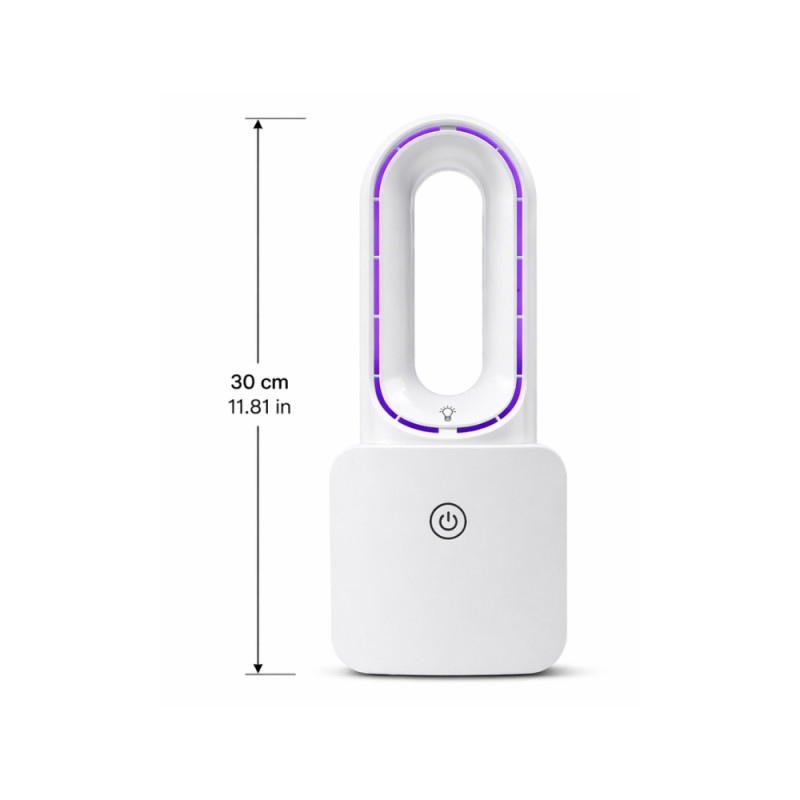 Silvergear Compact Bladeless Fan – White with Purple LED Light (30cm)