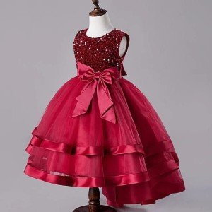 Baby Frock for Kid Girls with Sleeveless Bow Surface Styling