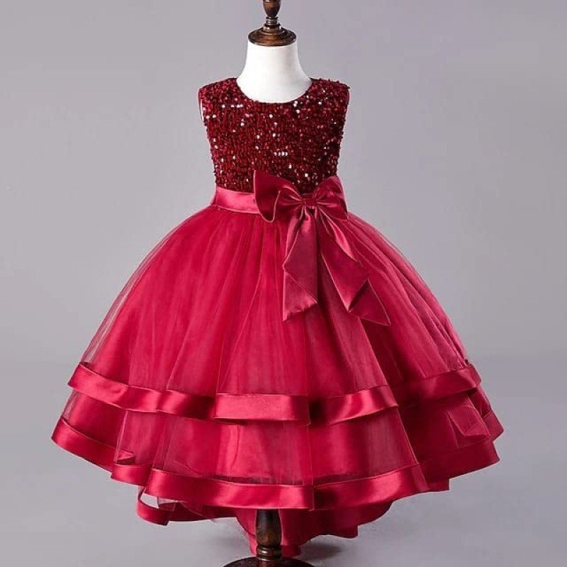 Baby Frock for Kid Girls with Sleeveless Bow Surface Styling