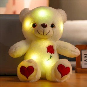 LED Teddy Bear Plush with Heart & Rose