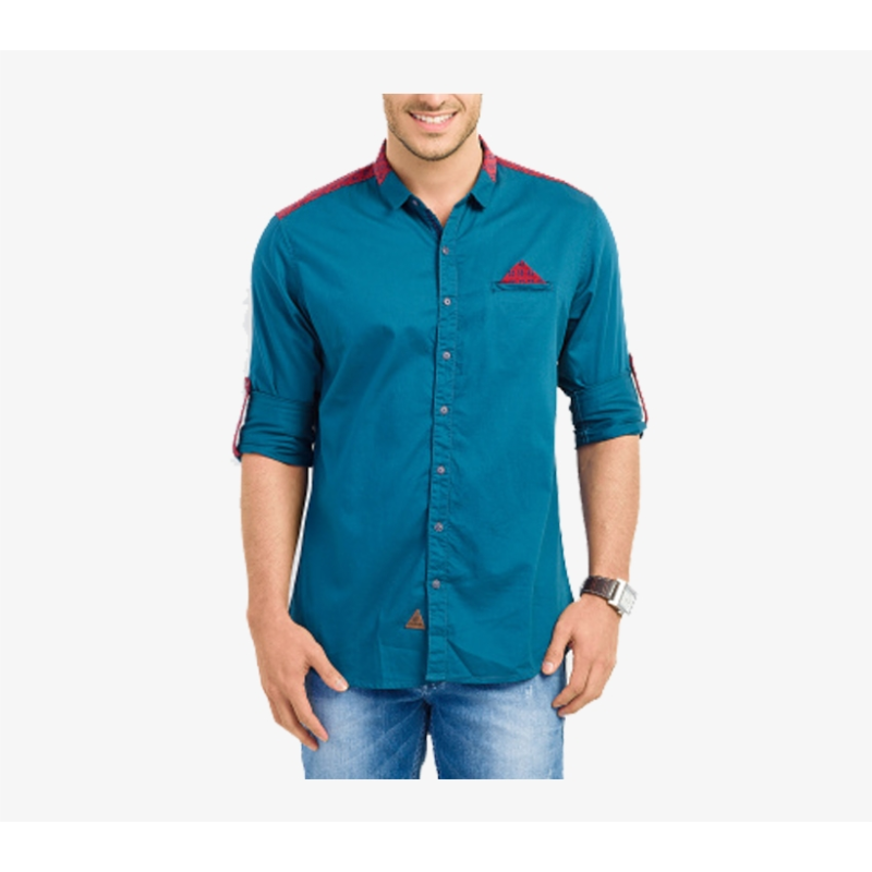 Classic Slim Fit Cotton Shirt blue